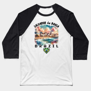 Salvador da Bahia Brazil Water Color Art Baseball T-Shirt